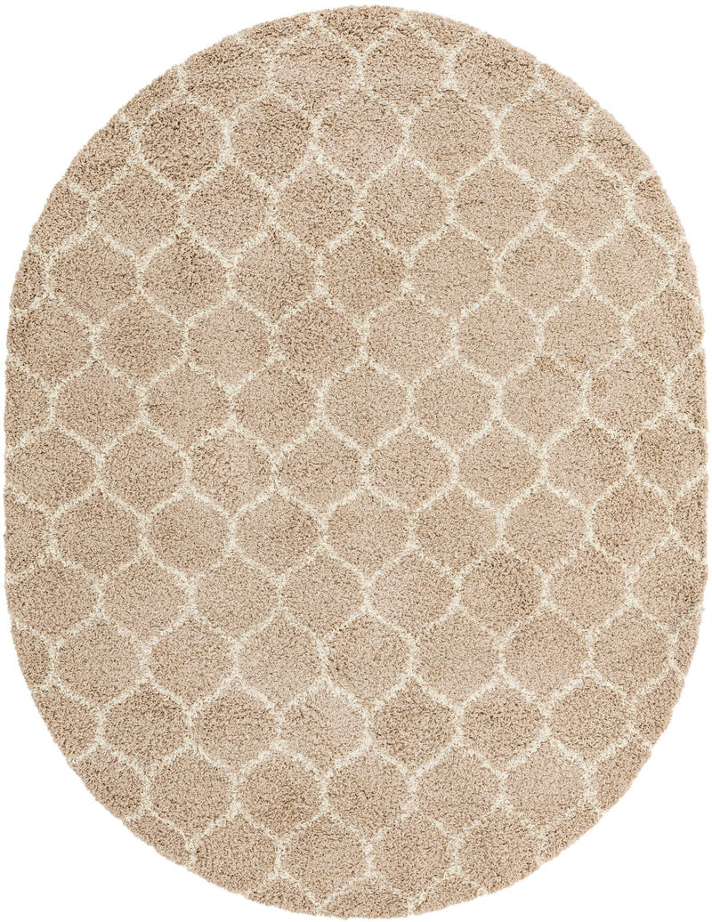 Lattice Loft Shag Collection Area Rug - Chelsea (Light Brown) Oval Light Brown Main
