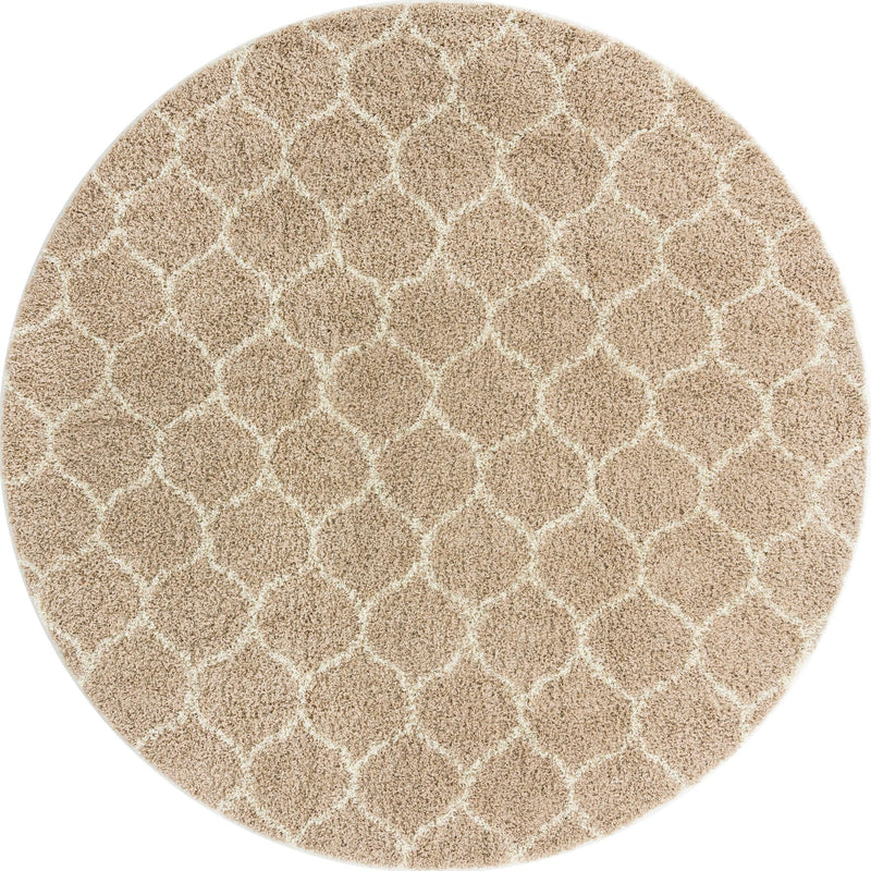 Lattice Loft Shag Collection Area Rug - Chelsea (Light Brown) Round Light Brown Main