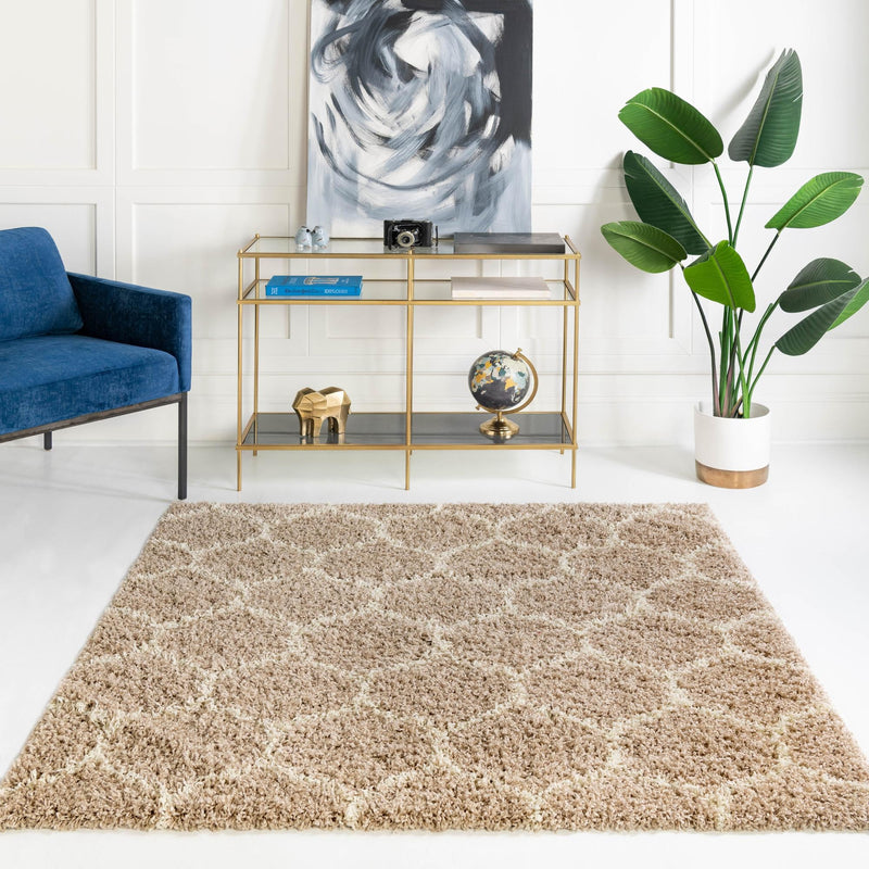 Lattice Loft Shag Collection Area Rug - Chelsea (Light Brown) Square Light Brown  lifestyle 13