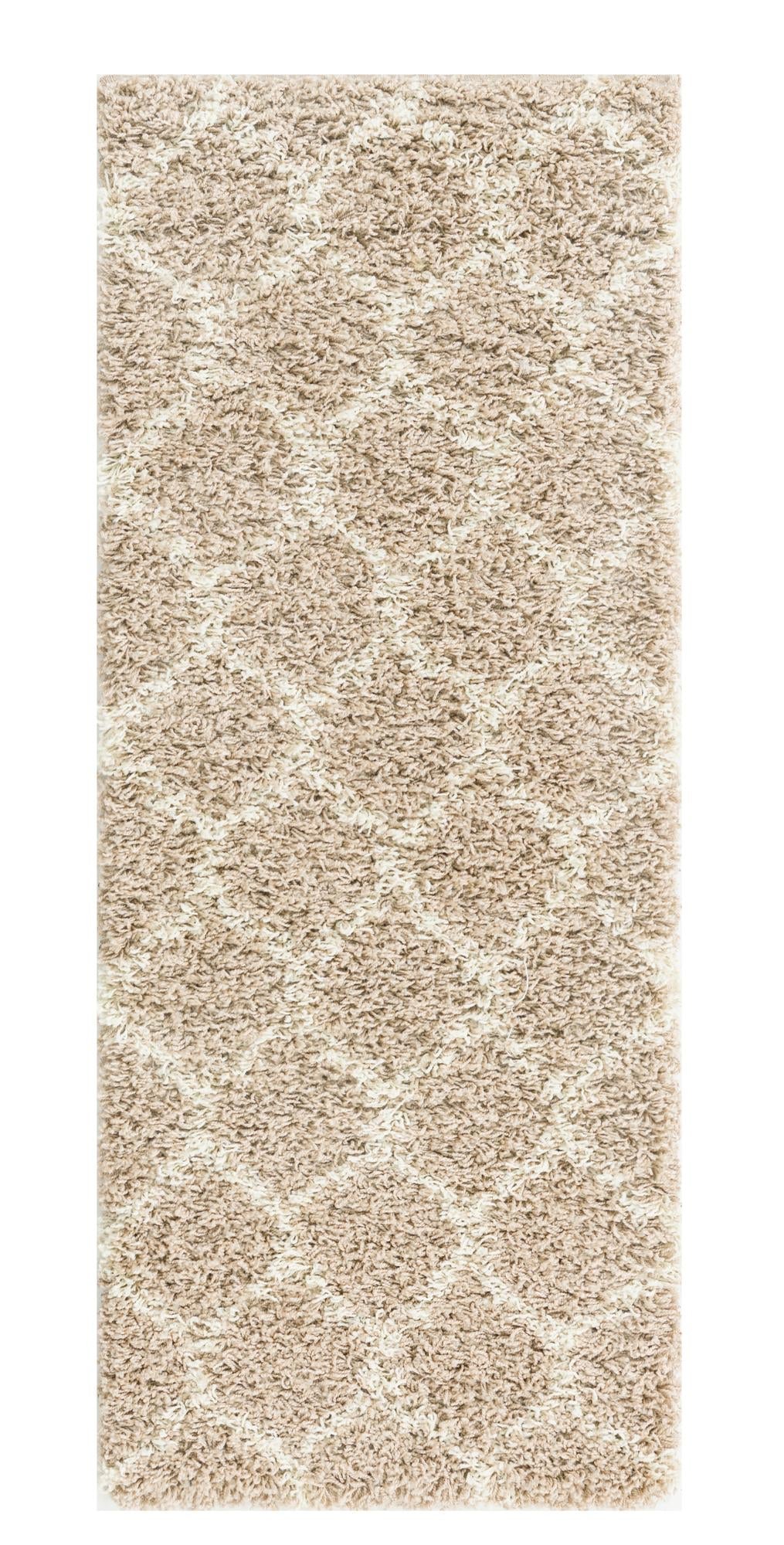 Lattice Loft Shag Collection Area Rug - Chelsea (Light Brown) Runner Light Brown Main