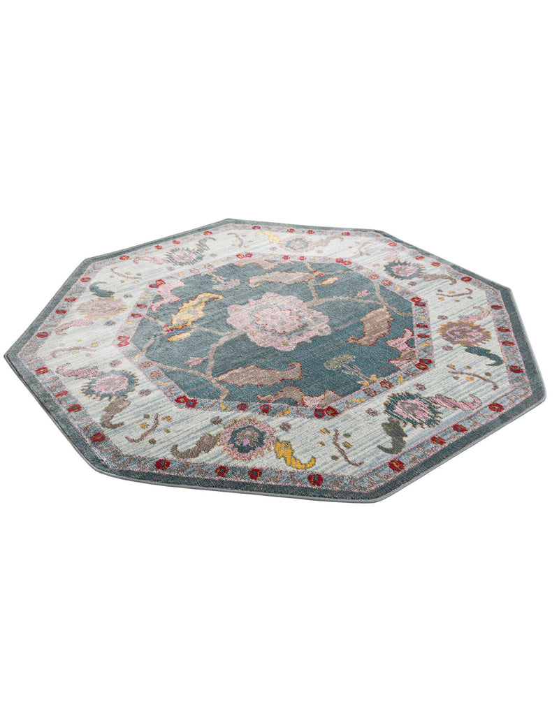 Arcadia Rugs Collection Area Rug - Eden (Gray and Blue) Octagon Gray and Blue  lifestyle 25