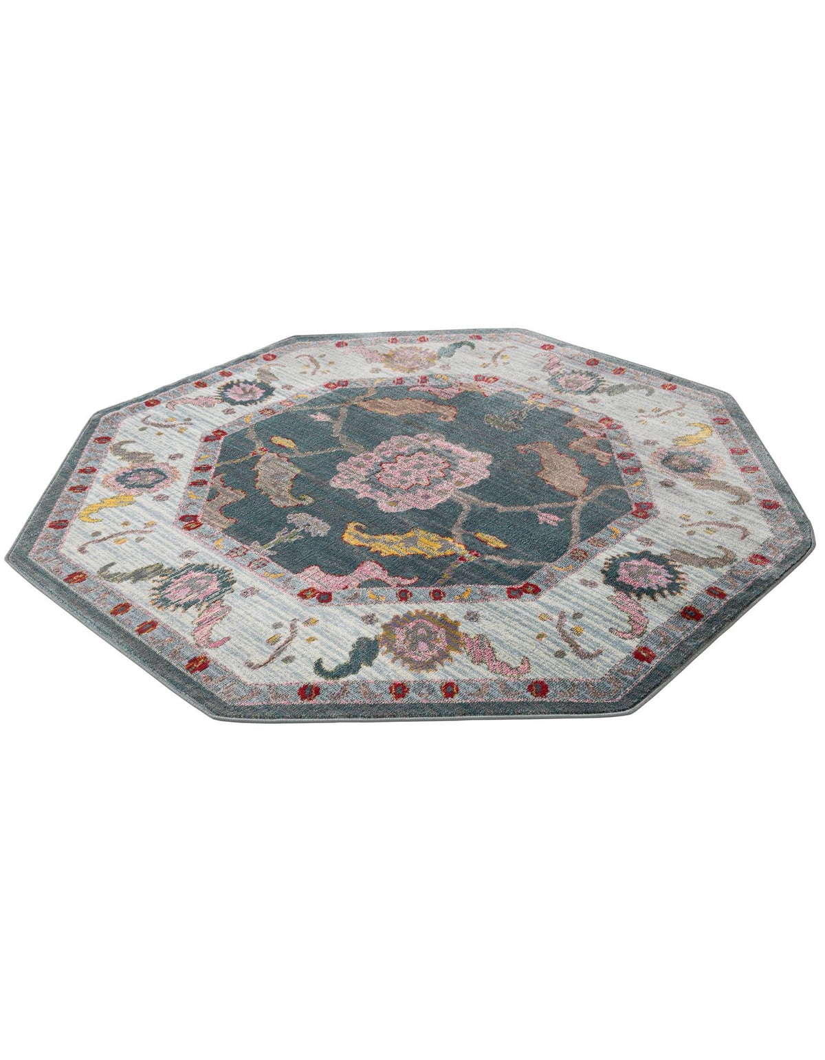 Arcadia Rugs Collection Area Rug - Eden (Gray and Blue) Octagon Gray and Blue  lifestyle 26