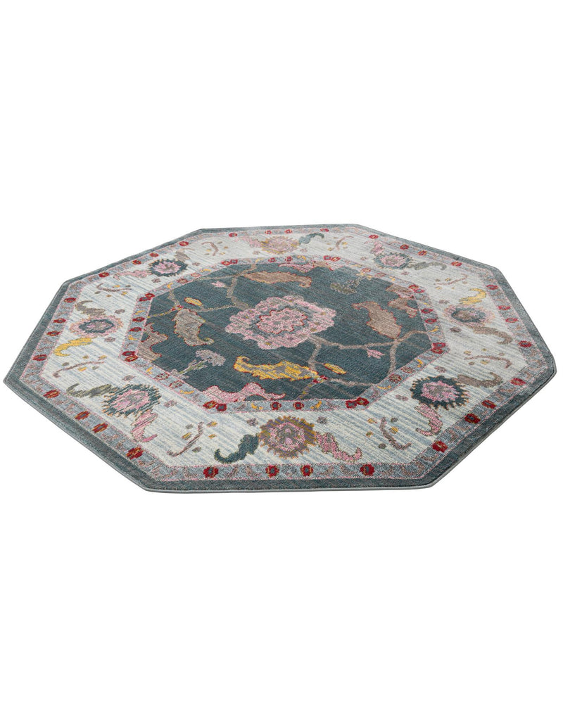 Arcadia Rugs Collection Area Rug - Eden (Gray and Blue) Octagon Gray and Blue  lifestyle 26