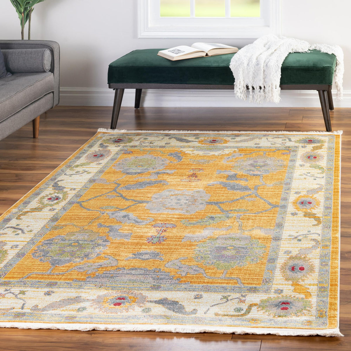Arcadia Rugs Collection Area Rug - Eden (Yellow) Rectangle Yellow  lifestyle 9