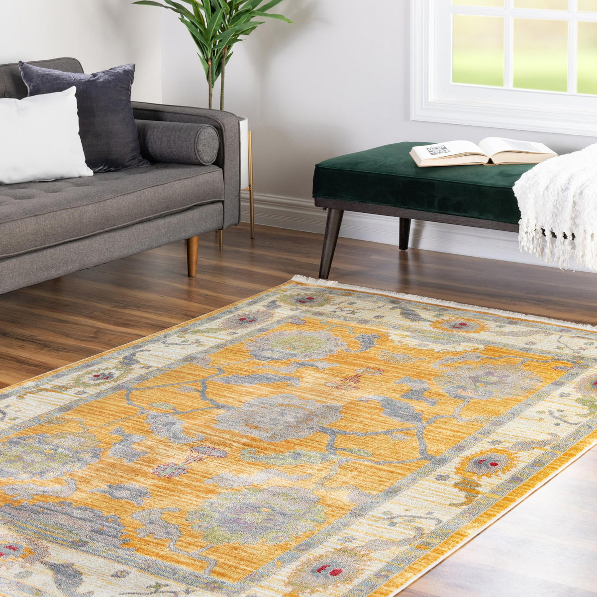 Arcadia Rugs Collection Area Rug - Eden (Yellow) Rectangle Yellow  lifestyle 10