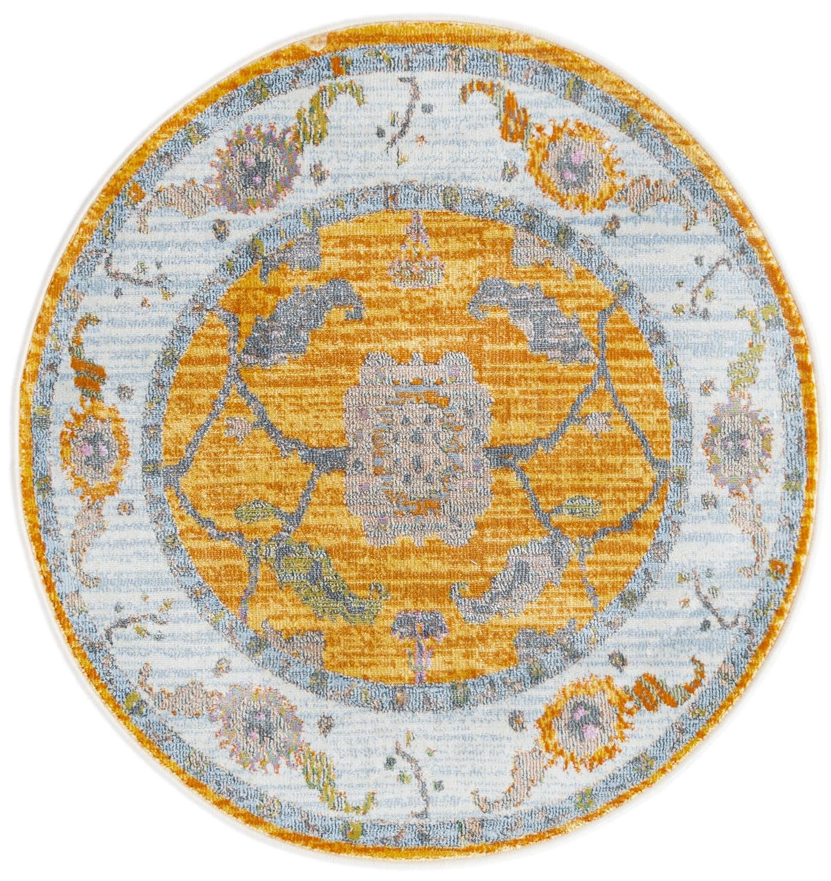 Arcadia Rugs Collection Area Rug - Eden (Yellow) Round Yellow  lifestyle 11