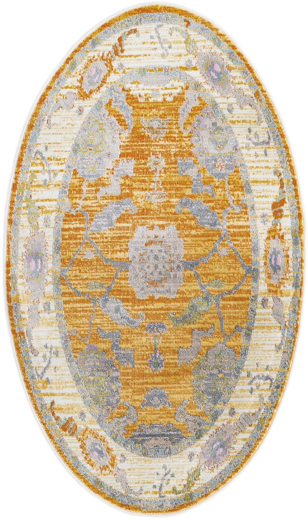 Arcadia Rugs Collection Area Rug - Eden (Yellow) Oval Yellow  lifestyle 13