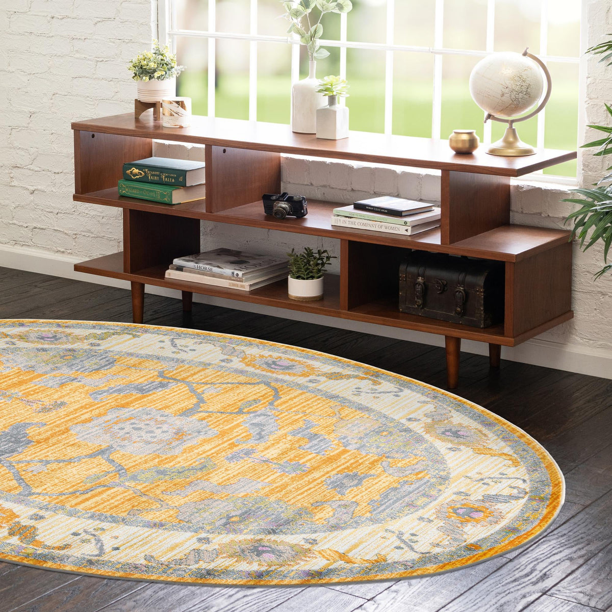 Arcadia Rugs Collection Area Rug - Eden (Yellow) Oval Yellow  lifestyle 51