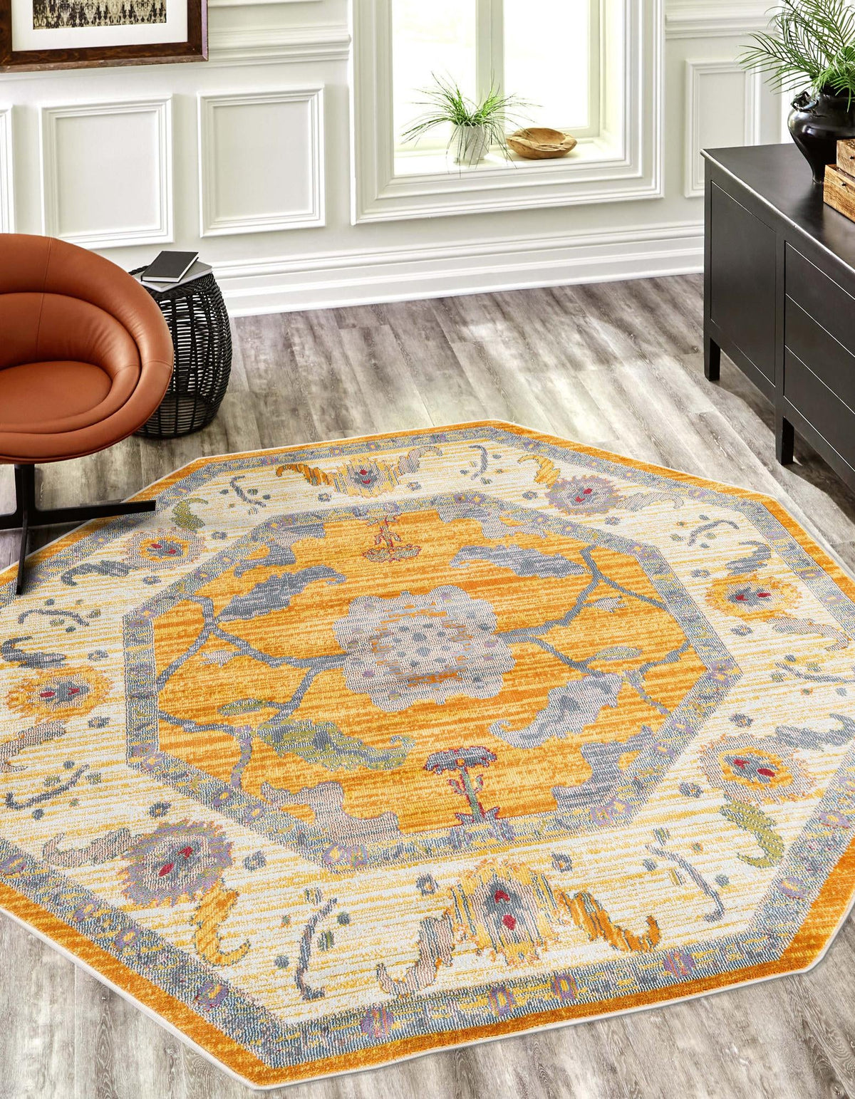 Arcadia Rugs Collection Area Rug - Eden (Yellow) Octagon Yellow  lifestyle 19