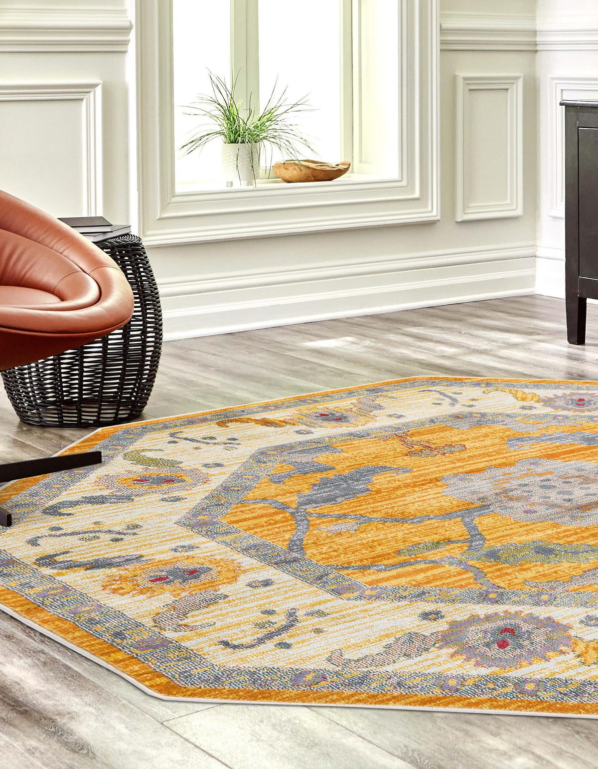 Arcadia Rugs Collection Area Rug - Eden (Yellow) Octagon Yellow  lifestyle 24