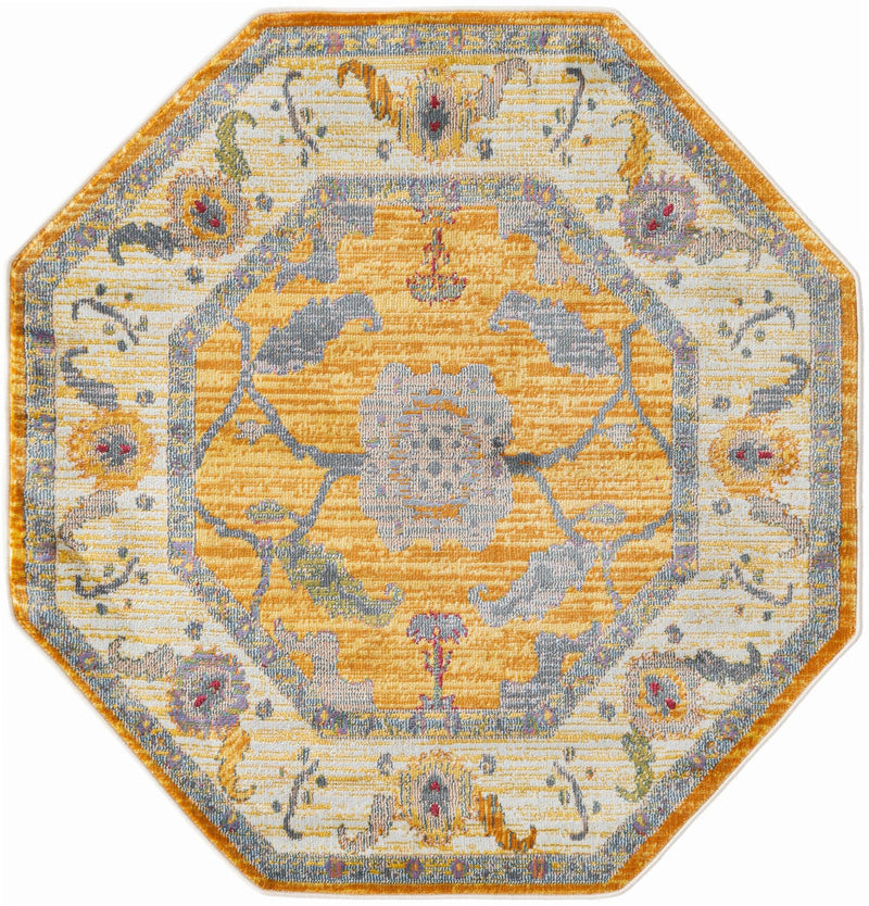 Arcadia Rugs Collection Area Rug - Eden (Yellow) Octagon Yellow  lifestyle 53