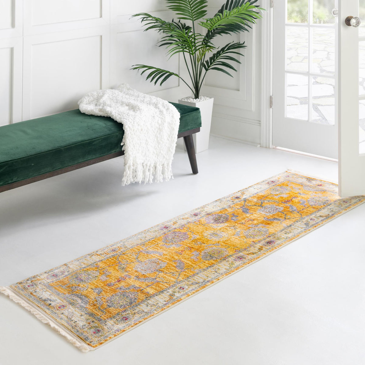 Arcadia Rugs Collection Area Rug - Eden (Yellow) Runner Yellow  lifestyle 53
