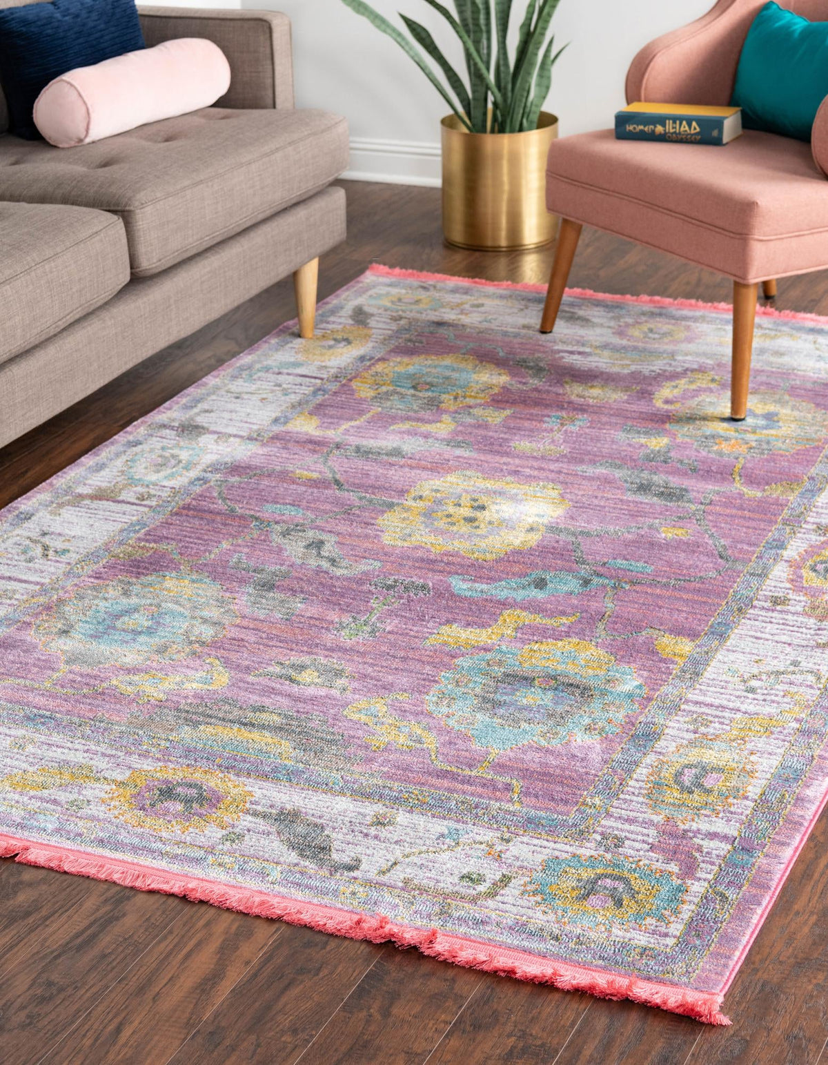 Arcadia Rugs Collection Area Rug - Eden (Pink) Rectangle Pink  lifestyle 4