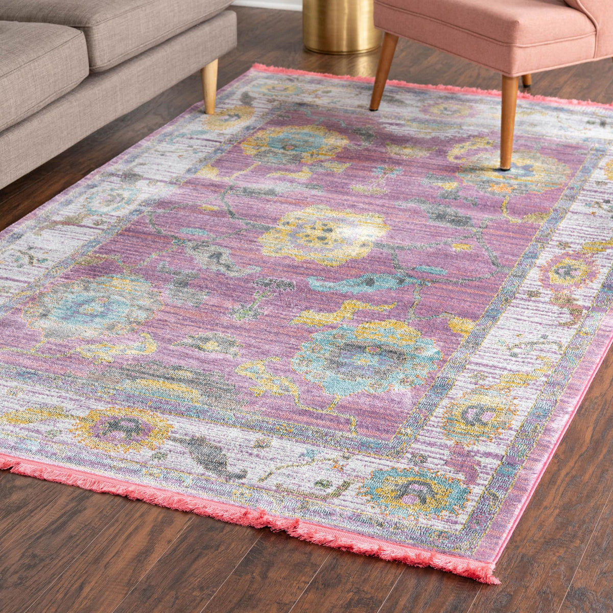 Arcadia Rugs Collection Area Rug - Eden (Pink) Rectangle Pink  lifestyle 12