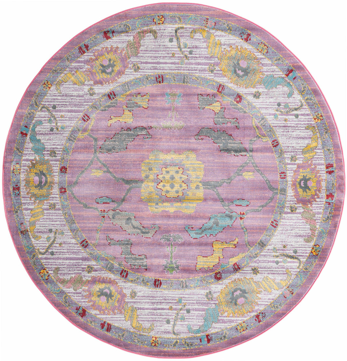 Arcadia Rugs Collection Area Rug - Eden (Pink) Round Pink  lifestyle 13