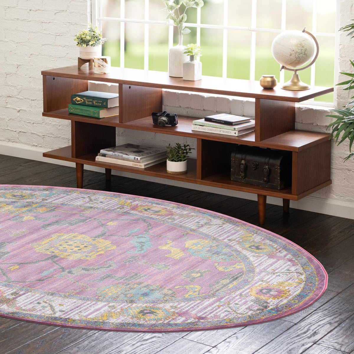Arcadia Rugs Collection Area Rug - Eden (Pink) Oval Pink  lifestyle 60