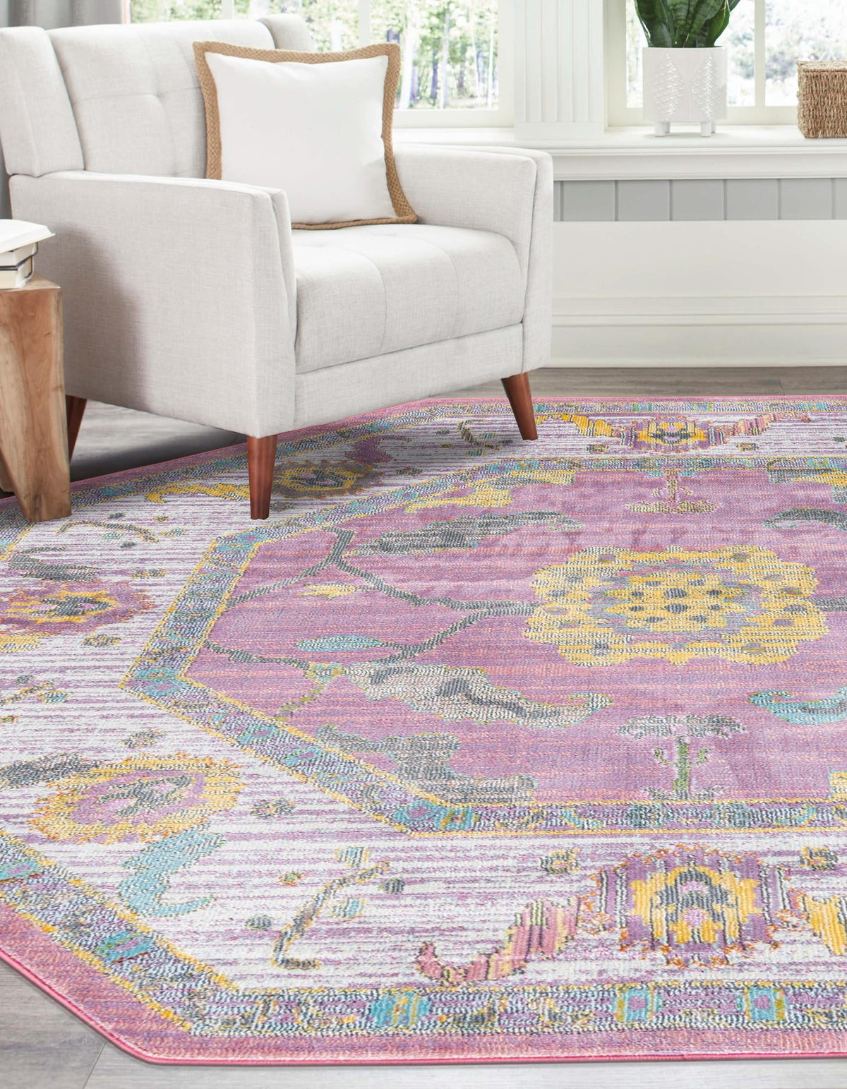 Arcadia Rugs Collection Area Rug - Eden (Pink) Octagon Pink  lifestyle 26