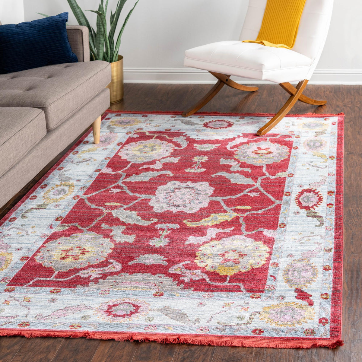 Arcadia Rugs Collection Area Rug - Eden (Red) Rectangle Red  lifestyle 11