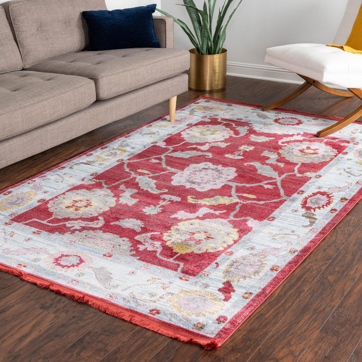 Arcadia Rugs Collection Area Rug - Eden (Red) Rectangle Red  lifestyle 12
