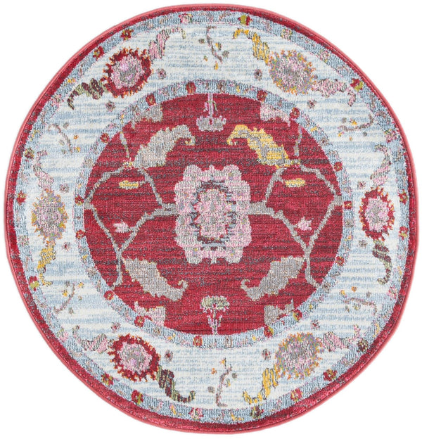 Arcadia Rugs Collection Area Rug - Eden (Red) Round Red  lifestyle 13
