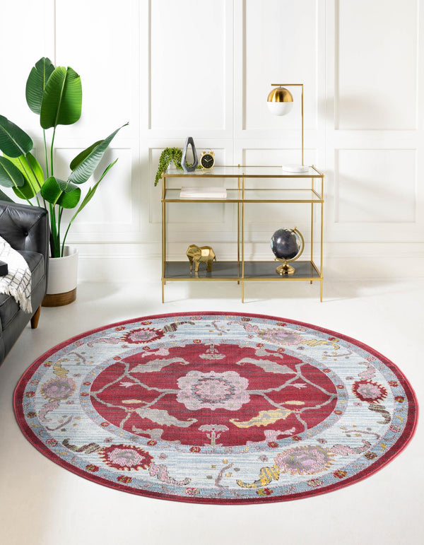 Arcadia Rugs Collection Area Rug - Eden (Red) Round Red  lifestyle 18
