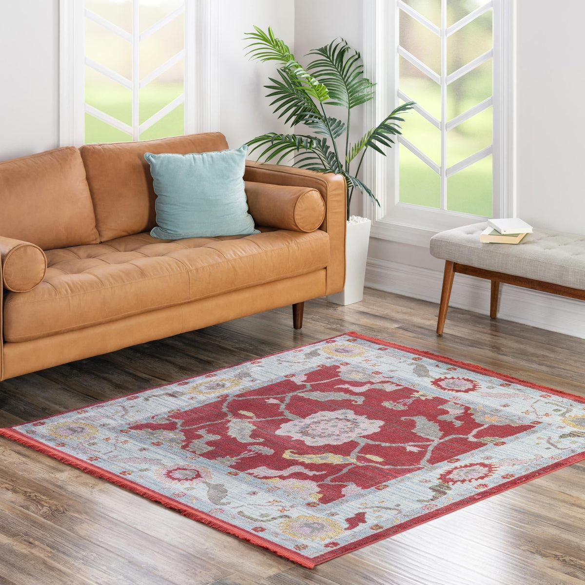 Arcadia Rugs Collection Area Rug - Eden (Red) Square Red  lifestyle 58