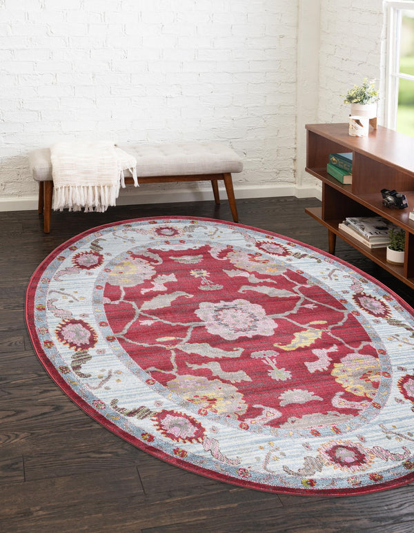 Arcadia Rugs Collection Area Rug - Eden (Red) Oval Red  lifestyle 20