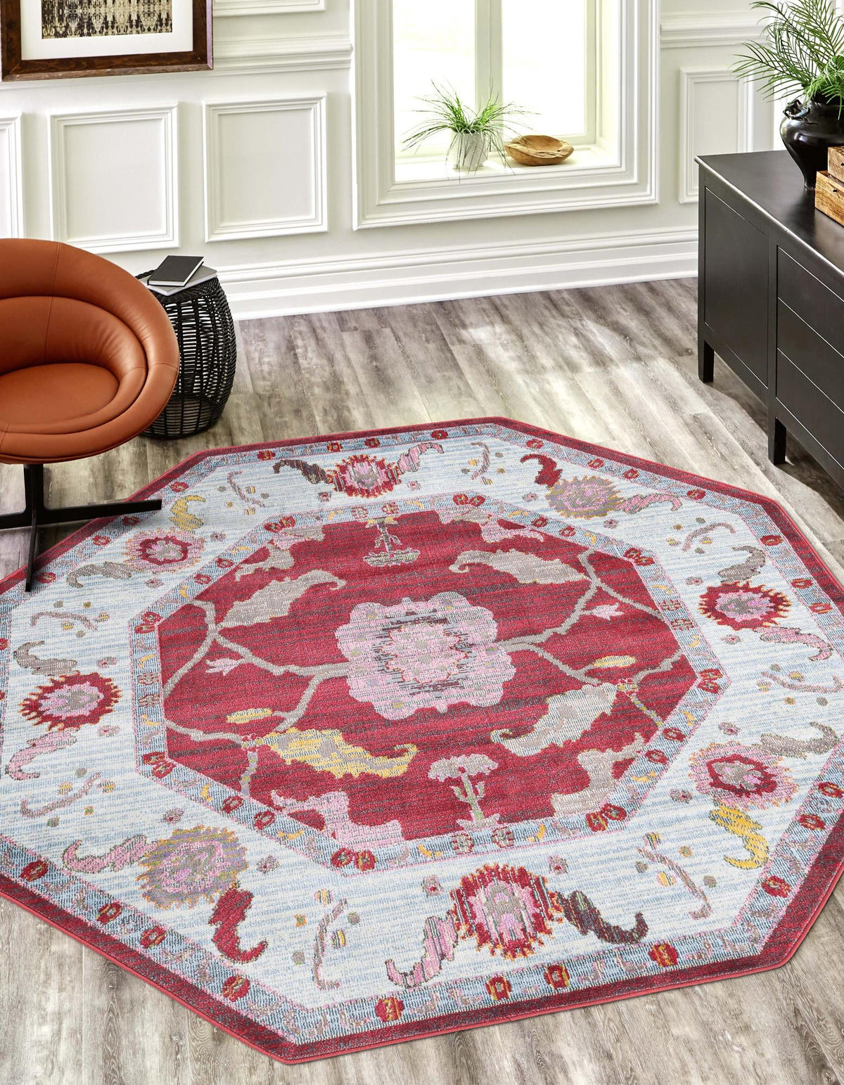 Arcadia Rugs Collection Area Rug - Eden (Red) Octagon Red  lifestyle 21