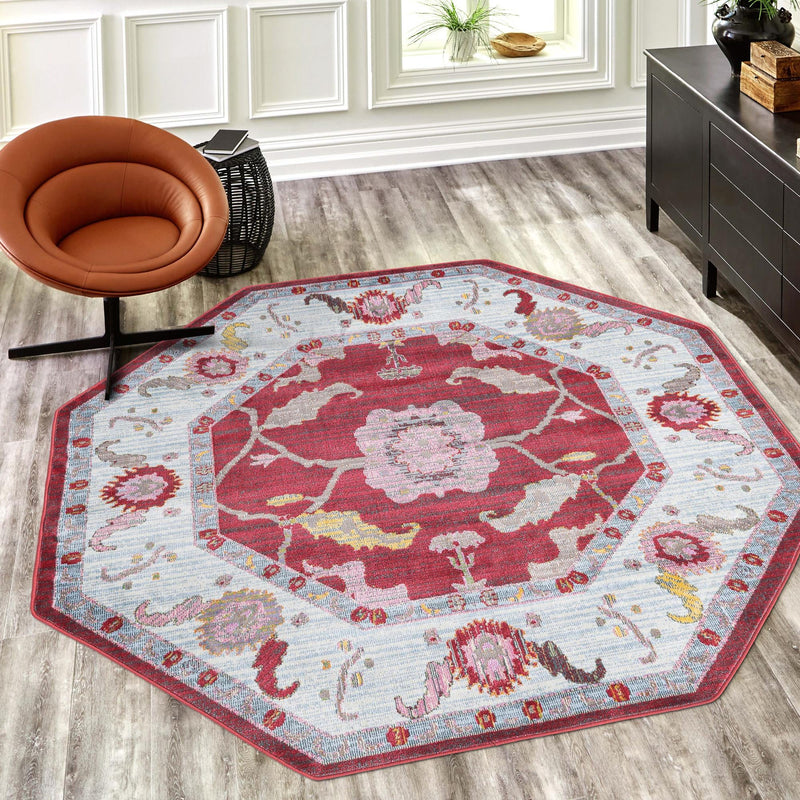 Arcadia Rugs Collection Area Rug - Eden (Red) Octagon Red  lifestyle 55