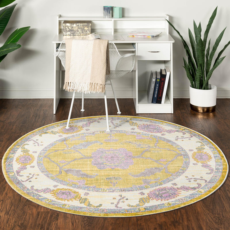 Arcadia Rugs Collection Area Rug - Eden (Green) Round Green  lifestyle 52