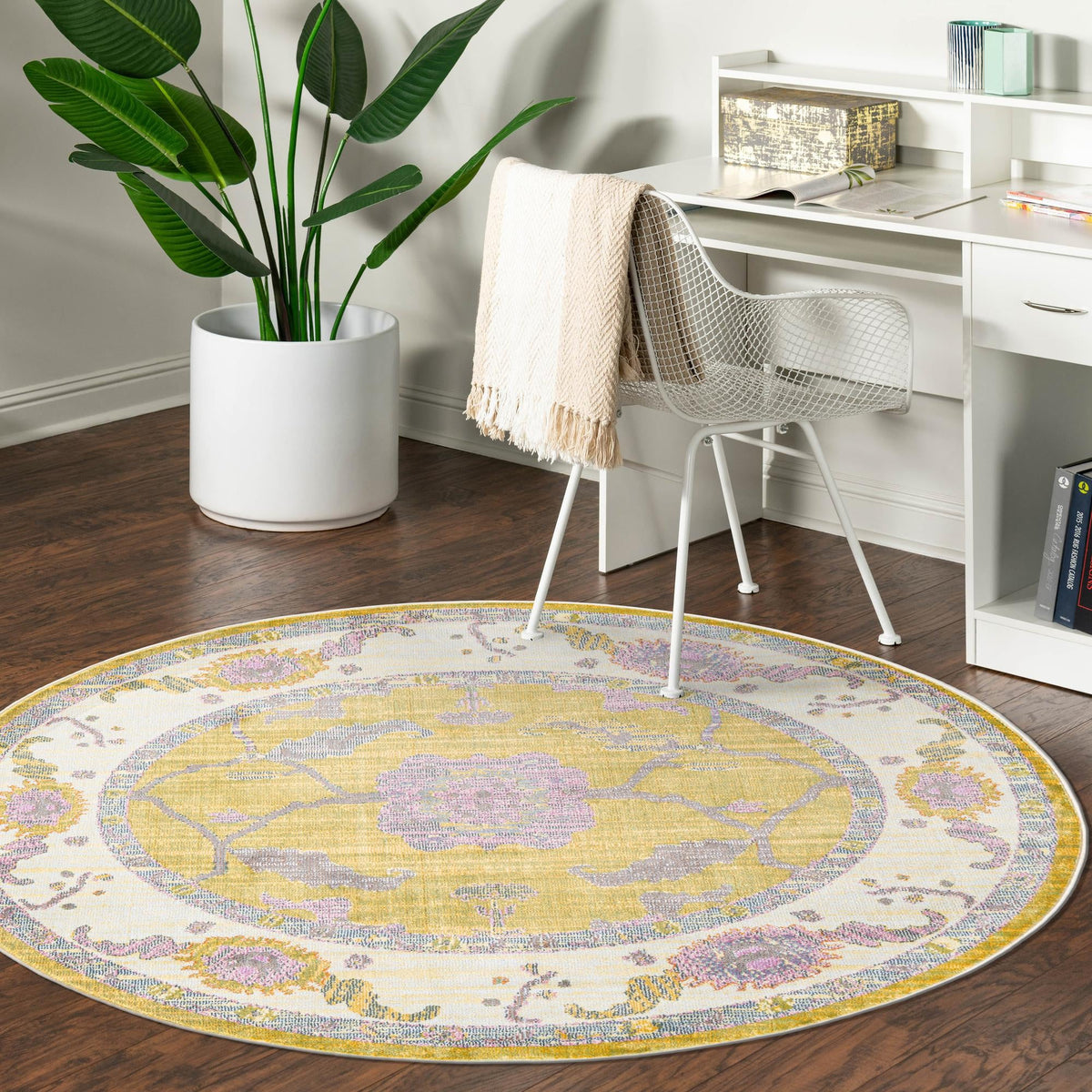 Arcadia Rugs Collection Area Rug - Eden (Green) Round Green  lifestyle 57