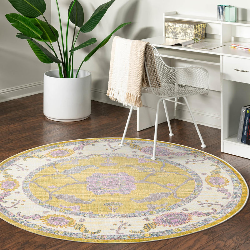 Arcadia Rugs Collection Area Rug - Eden (Green) Round Green  lifestyle 57