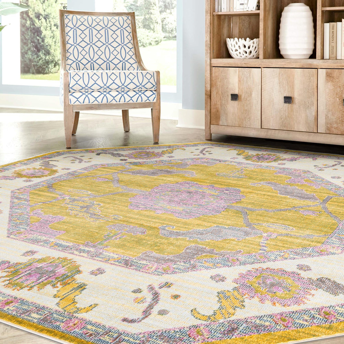 Arcadia Rugs Collection Area Rug - Eden (Green) Octagon Green  lifestyle 60