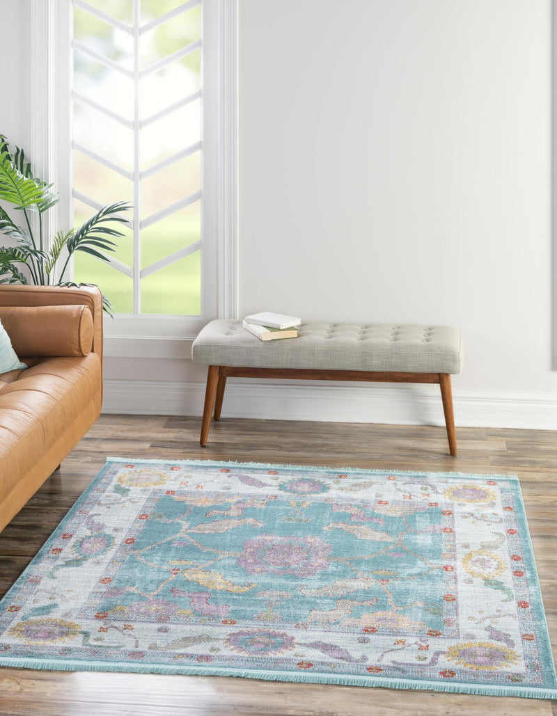 Arcadia Rugs Collection Area Rug - Eden (Aqua and Blue) Square Aqua and Blue  lifestyle 16