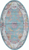 Arcadia Rugs Collection Area Rug - Eden (Aqua and Blue) Oval Aqua and Blue  lifestyle 12