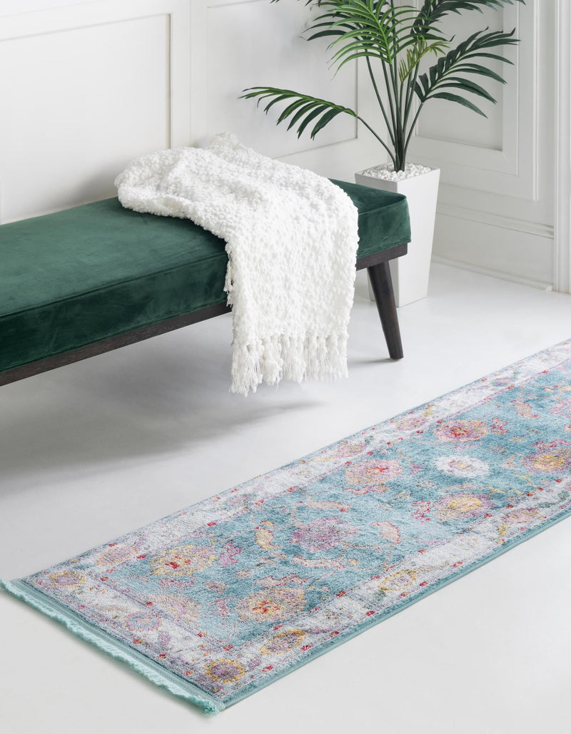 Arcadia Rugs Collection Area Rug - Eden (Aqua and Blue) Runner Aqua and Blue  lifestyle 24