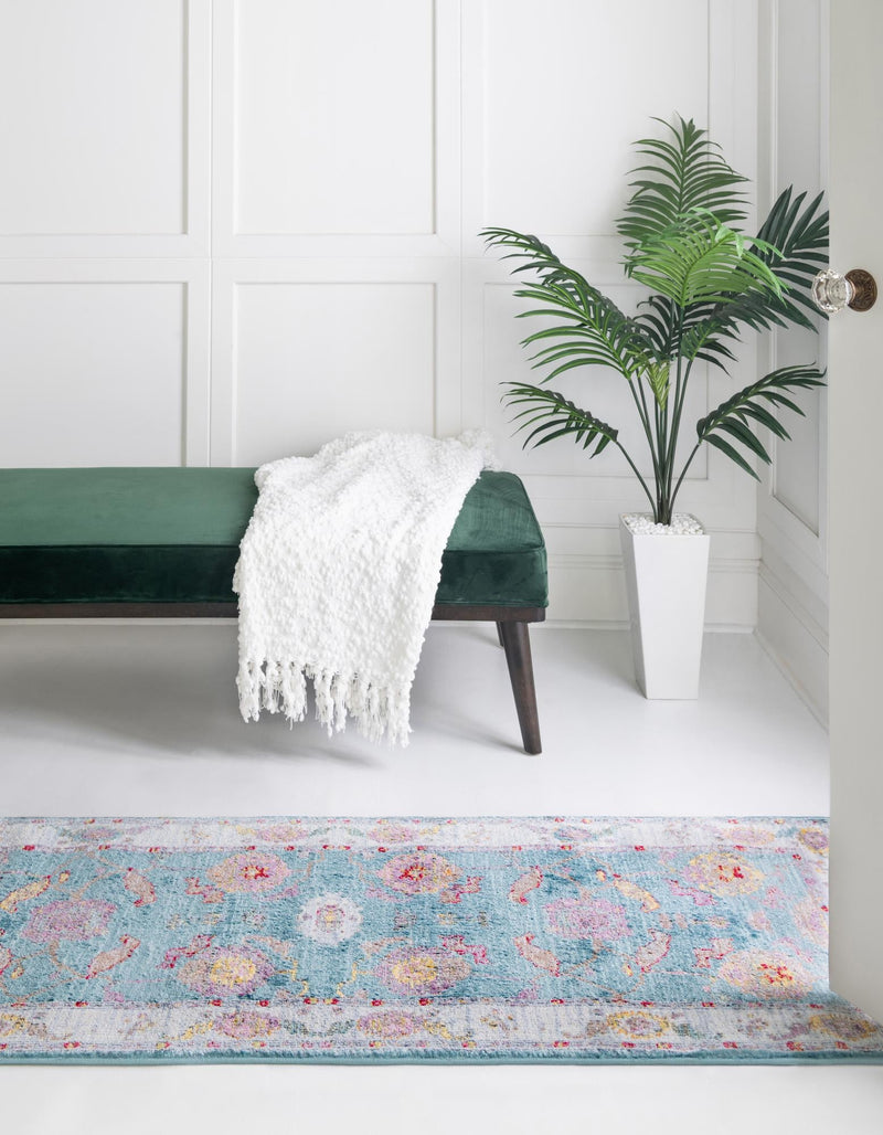 Arcadia Rugs Collection Area Rug - Eden (Aqua and Blue) Runner Aqua and Blue  lifestyle 25