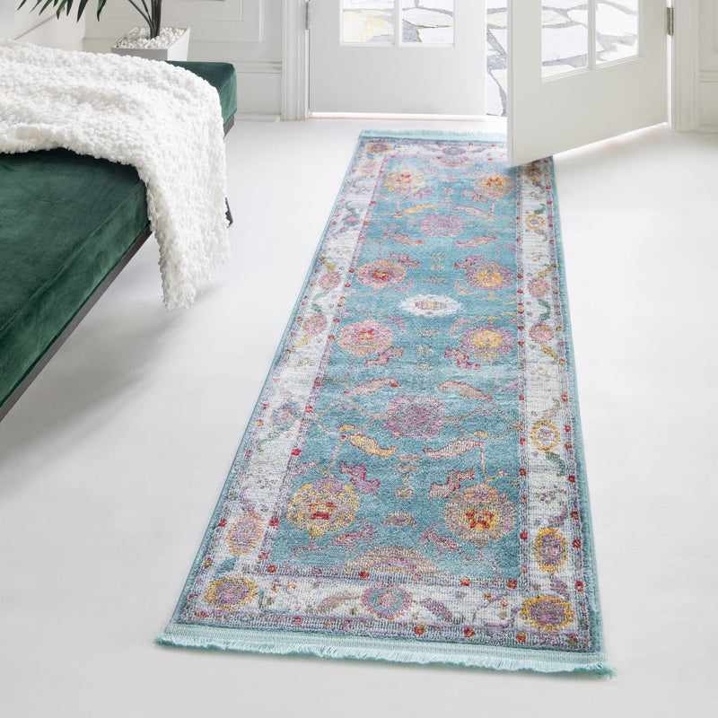 Arcadia Rugs Collection Area Rug - Eden (Aqua and Blue) Runner Aqua and Blue  lifestyle 55
