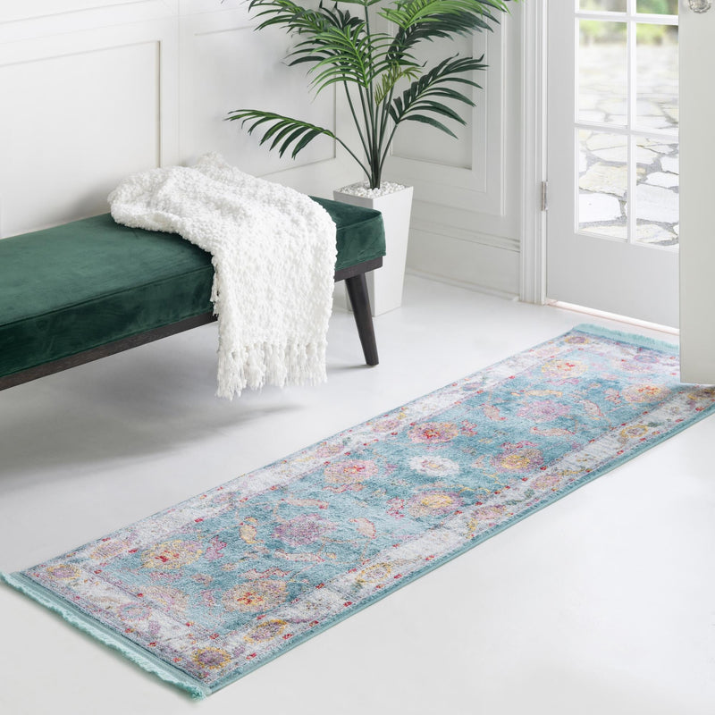 Arcadia Rugs Collection Area Rug - Eden (Aqua and Blue) Runner Aqua and Blue  lifestyle 60
