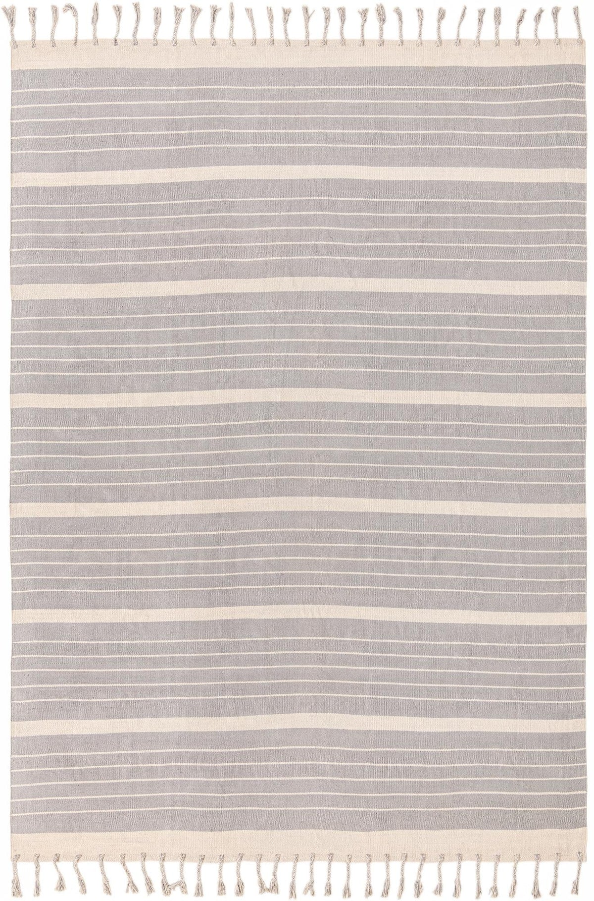 Thar Cotton Collection Area Rug - Borsh Rectangle Gray and White Main