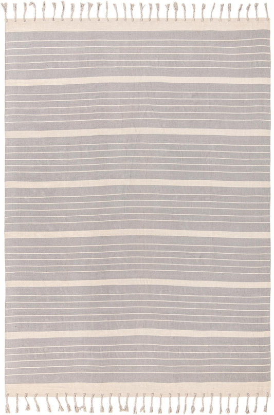 Thar Cotton Collection Area Rug - Borsh Rectangle Gray and White Main