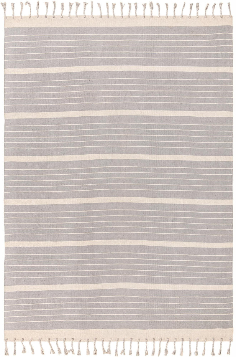 Thar Cotton Collection Area Rug - Borsh Rectangle Gray and White Main