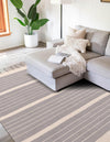 Thar Cotton Collection Area Rug - Borsh Rectangle Gray and White  lifestyle 10