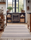 Thar Cotton Collection Area Rug - Borsh Rectangle Gray and White  lifestyle 50