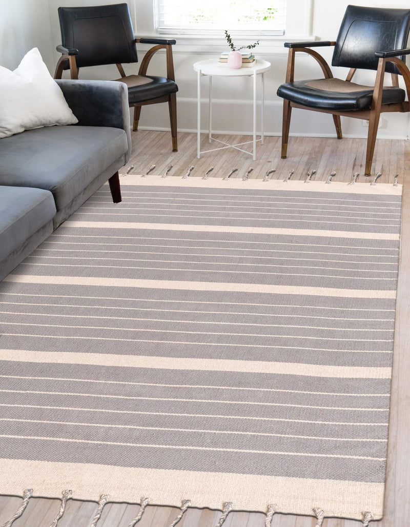 Thar Cotton Collection Area Rug - Borsh Rectangle Gray and White  lifestyle 58