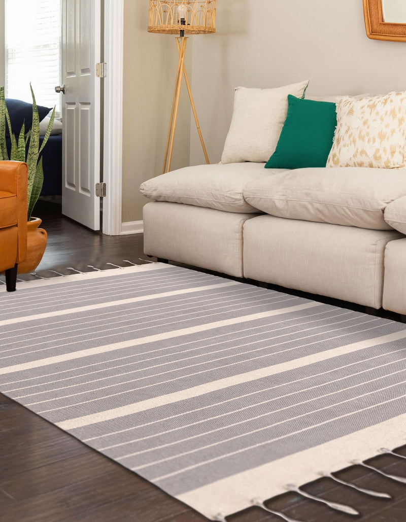 Thar Cotton Collection Area Rug - Borsh Rectangle Gray and White  lifestyle 66