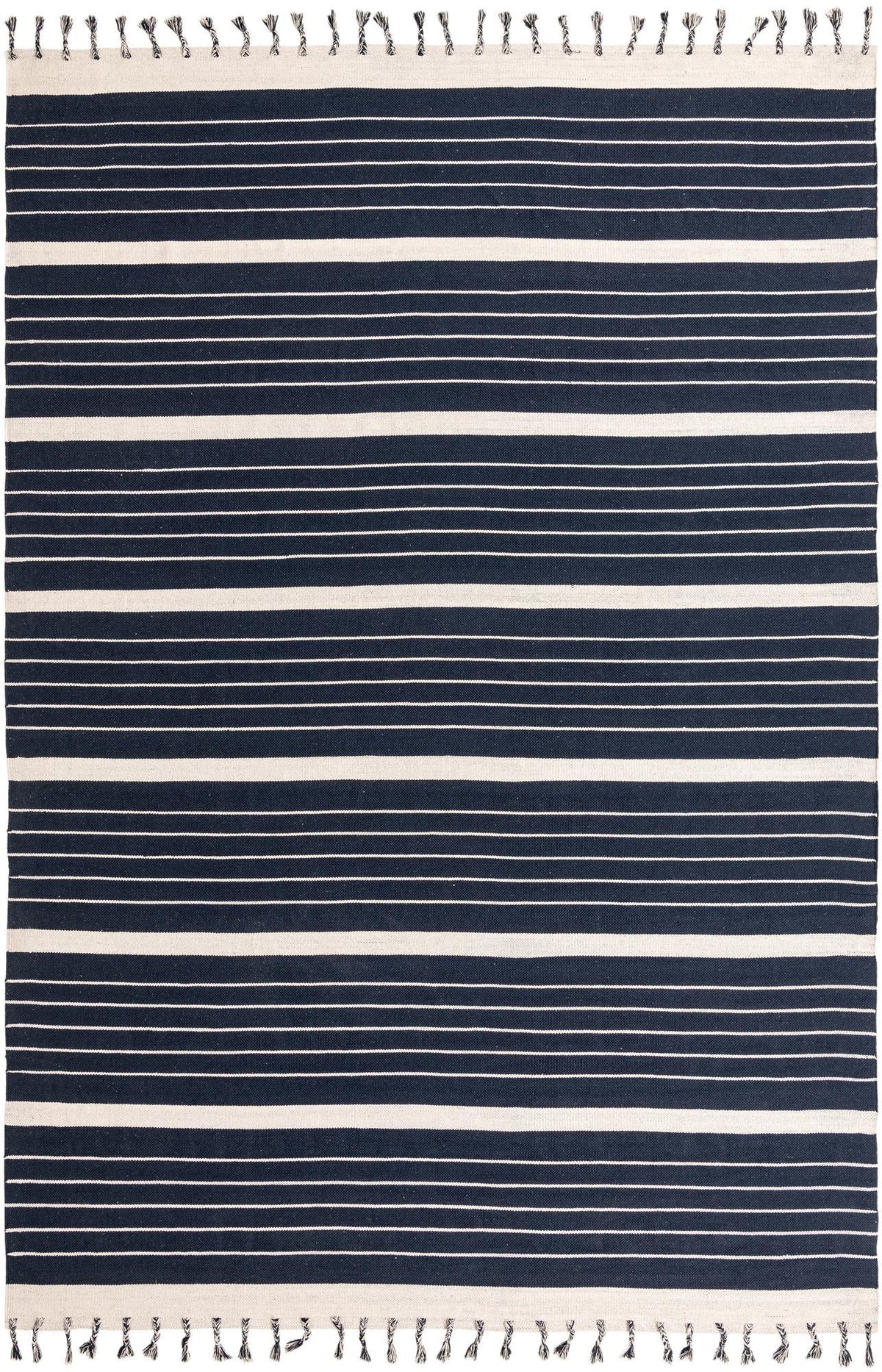 Thar Cotton Collection Area Rug - Borsh Rectangle Navy Blue and White  lifestyle 5