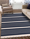 Thar Cotton Collection Area Rug - Borsh Rectangle Navy and White  lifestyle 11