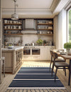 Thar Cotton Collection Area Rug - Borsh Rectangle Navy and White  lifestyle 51