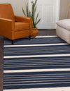 Thar Cotton Collection Area Rug - Borsh Rectangle Navy and White  lifestyle 67